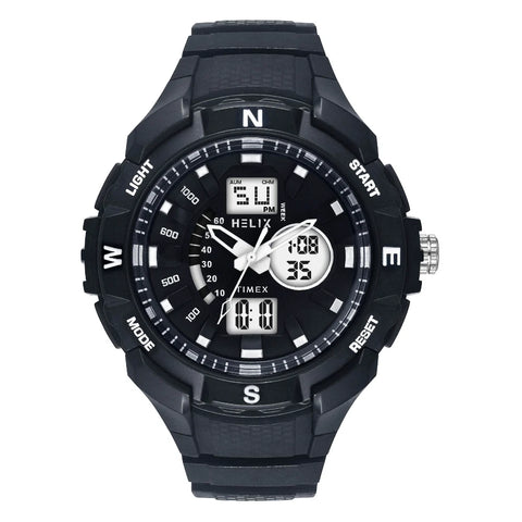 TWESK4600T Helix Men Black Round Dial Quartz Analog-Digital Watch