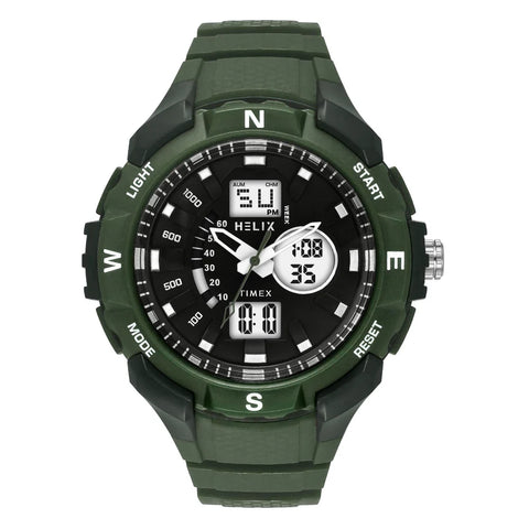 TWESK4603T Helix Men Black Round Dial Quartz Analog-Digital Watch