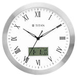 NBW0021MC02 Titan Metallic Anadigi Wall Clock White Dial Silent Sweep Technology