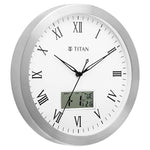 NBW0021MC02 Titan Metallic Anadigi Wall Clock White Dial Silent Sweep Technology
