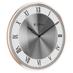 W0057MA01 Titan Metallic Wall Clock White Dial with Silent Sweep Technology and Rose Gold Frame