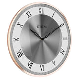 W0057MA01 Titan Metallic Wall Clock White Dial with Silent Sweep Technology and Rose Gold Frame