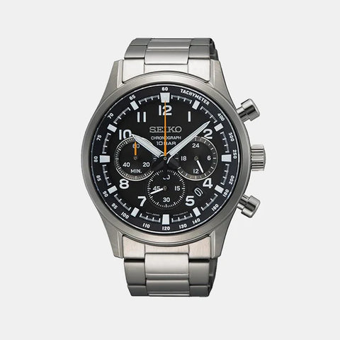 SSB447P1 Seiko Dress Quartz Men Black Dail Chronograph Stainless Steel Watch