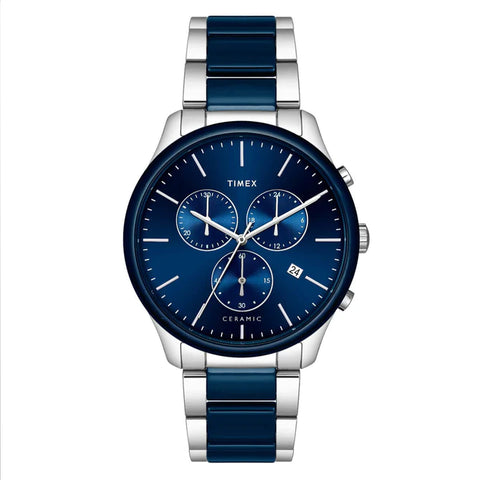 Timex Fashion Men's Blue Dial Round Case Chronograph Function Watch -TWEG21701