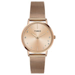 TWEL15602 Timex  Rose Gold Dial Round Case 2 Hands Function Watch