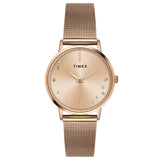 TWEL15602 Timex  Rose Gold Dial Round Case 2 Hands Function Watch