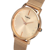TWEL15602 Timex  Rose Gold Dial Round Case 2 Hands Function Watch