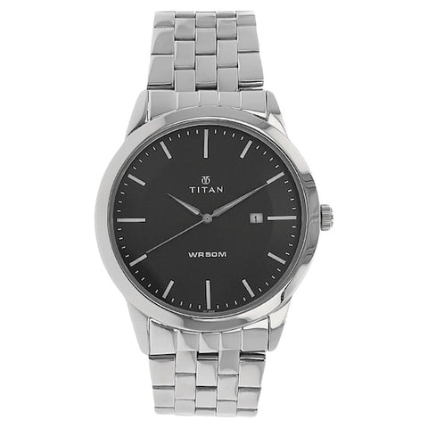Anthracite Dial Silver Stainless Steel Strap Watch - 1584SM04