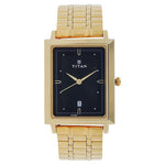 Titan Black Rectangle Dial Stainless Steel Strap Analog with Date Watches For Men 1715YM03 - Bharat Time Style