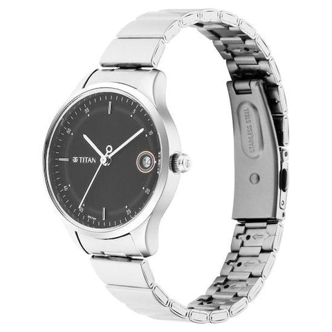 Workwear Black Dial Silver Stainless Steel Strap Watch - 2649SM01 - Bharat Time Style