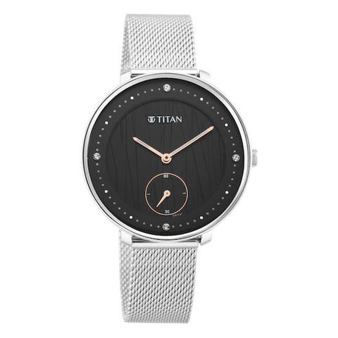 Workwear Watch with Black Dial & Stainless Steel Strap | Titan - 2651SM01 - Bharat Time Style