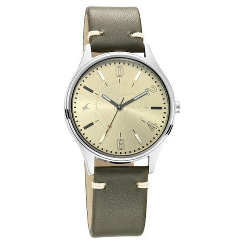 Tripster Khakee Dial Leather Strap Watch | Fastrack - 3237SL02 - Bharat Time Style