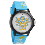 Wicked Lines White Dial Blue Silicon Strap Watch - 38024PP44