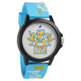 Wicked Lines White Dial Blue Silicon Strap Watch - 38024PP44