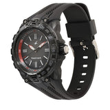 TRENDIES BLACK AND RED DIAL PU STRAP WATCH -  38056PP02