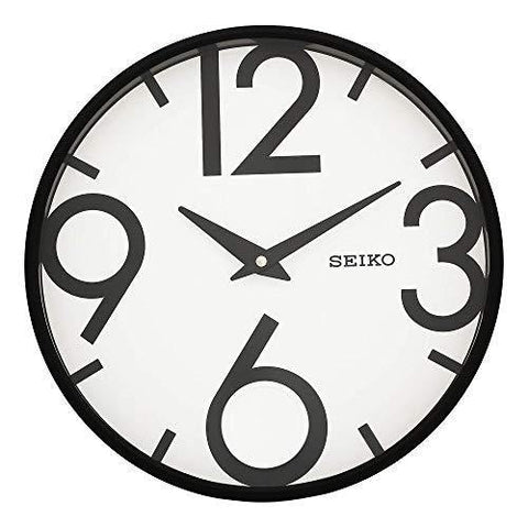 Seiko White Dial Black Round Wall Clock - Bharat Time Style