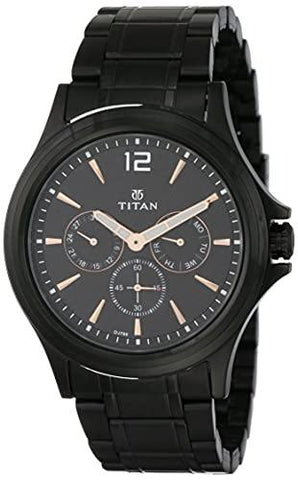 Titan All Black Analog Black Dial Men's Watch NM1698NM01/NN1698NM01 - Bharat Time Style