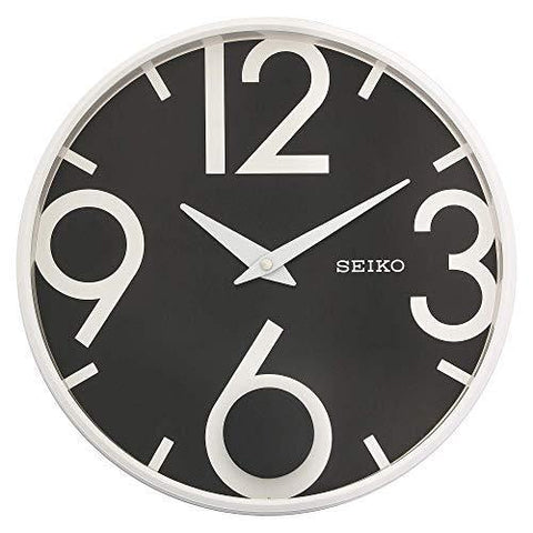 Seiko Black Dial White Round Wall Clock - Bharat Time Style