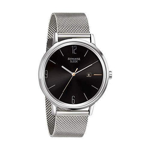 Sonata Sleek Analog Black Dial Men's Watch 7131SM02/NN7131SM02 - Bharat Time Style