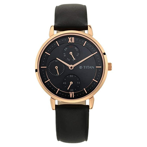 TITAN Workwear Watch with Black Dial Leather Strap - NR2652WL01