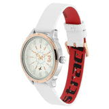 NP6187KL01 ALL WHITE DIAL LEATHER STRAP WATCH