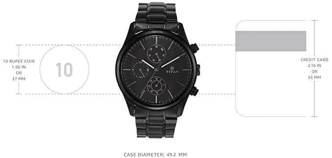 Titan Buy Titan Workwear Watch with Black Dial Black Metal Strap 1805NM01 Bharat Time Style