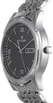 Titan Black Dial Silver Stainless Steel Strap Watch - 1636SM01