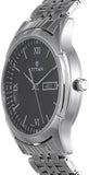 Titan Black Dial Silver Stainless Steel Strap Watch - 1636SM01