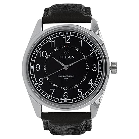 Workwear Watch with Black Dial & Leather Strap - 1729SL02