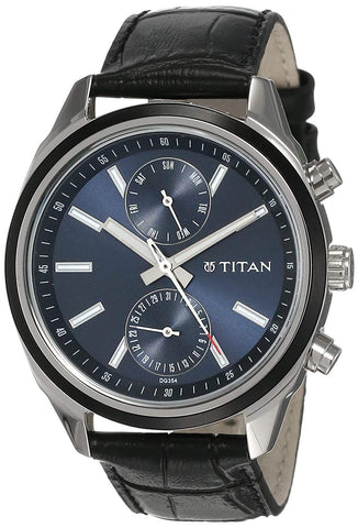 Titan 'Neo' Fashion/Casual/Business/Luxury Mineral Quartz Dial for Men - Leather/Brass & Silver tone Strap - NN1733KL01 - Bharat Time Style
