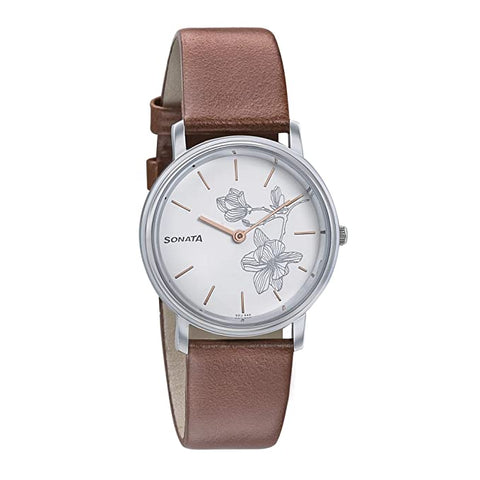 Sonata Silver Linings Analog White Dial Women's Watch 87029SL01W/NN87029SL01W