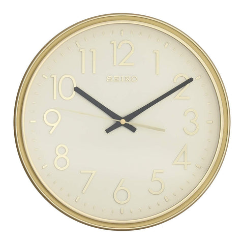 Seiko Ivory Dial Round Plastic Wall Clock (Golden, 12 x 12 Inches) - QXA744GN - Bharat Time Style