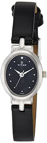 Titan Karishma Black Dial Black Leather Strap Watch - 2594SL01