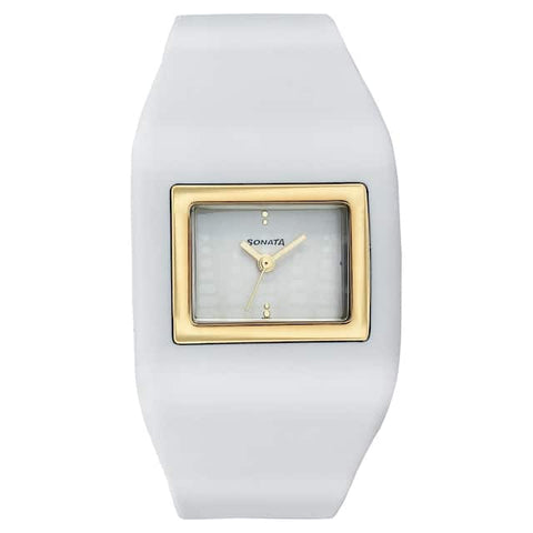 White Dial White Plastic Strap Watch 8971PP01