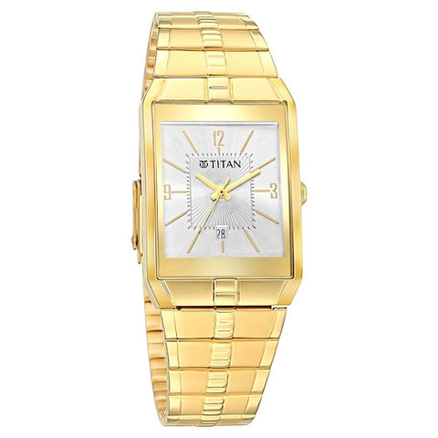 TITAN White Dial Metal Strap Watch - 9151YM06