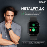 Helix Timex METALFIT 2.0 smartwatch with Bluetooth calling, 1.5" HD IPS Full-touch Display, SPO2, Body temperature & Stress measurement, 20 sports modes and Unlimited Watch Faces - TW0HXW400T - Bharat Time Style