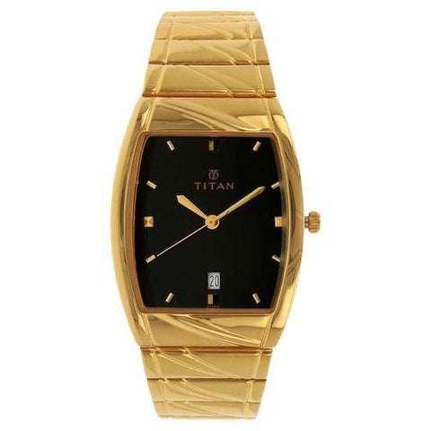 Titan Black Rectangle Dial Stainless Steel Strap Analog with Date Watches For Men NJ9315YM03A - Bharat Time Style