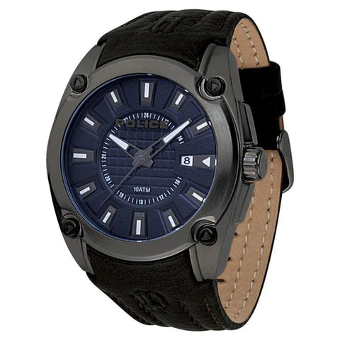 Police Blue Dial Black Leather Strap Watch PL13891JSU03J - Bharat Time Style