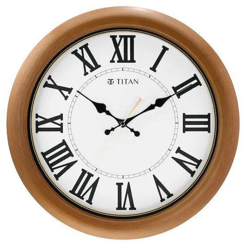 Titan Analog 42 cm X 42 cm Wall Clock - W0015PA01 (Brown, With Glass) - Bharat Time Style