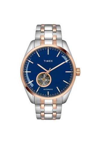 Timex Automatic Mens E Class Blue Dial Two-Tone Stainless Steel Bracelet Analogue Watch - TWEG17506