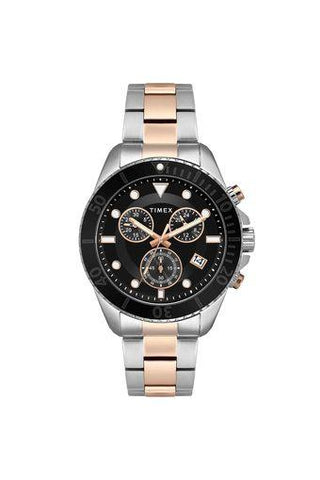 Timex Mens E-Class Black Dial Stainless Steel Analogue Watch - TWEG20102