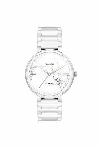 Timex Mens White Dial Ceramic Bracelet Analogue Watch - TWEG21200