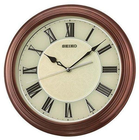 Seiko Wooden Wall Clock (33 cm x 33 cm x 4.75 cm, Dark Brown, QXA667ZN) - Bharat Time Style