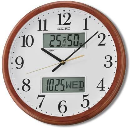 Seiko Analog-Digital 10 cm X 8 cm Wall Clock - QXL012BN (Brown, With Glass) - Bharat Time Style