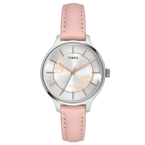 TIMEX Ladies Silver Floral Dial Watch -TWEL14805